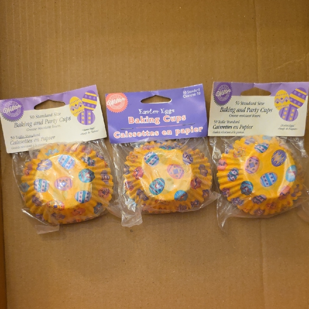 Set Of 3 - Wilton Easter Egg Baking Cups - Yellow and Purple